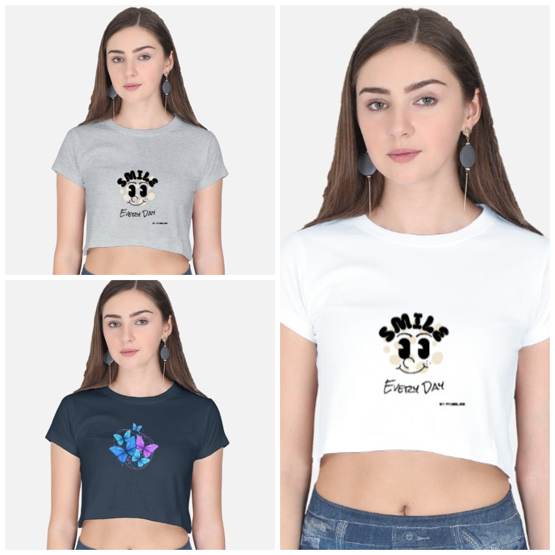 Crop top Super combed, pre-shrunk 100% cotton, 180 GSM – smooth to the touch, breathable,